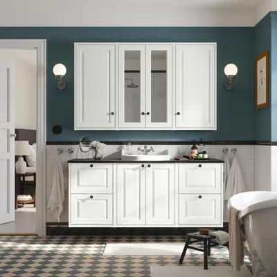 Ikea Tännforsen / Rutsjön Bathroom Vanity With Sink & Faucet, White, 61x21 1/2x30 1/8 "