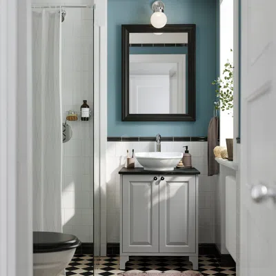 Ikea Tännforsen / Västersjön Bathroom Vanity With Doors/sink/faucet, Light Gray, 25x21 1/2x35 7/8 "
