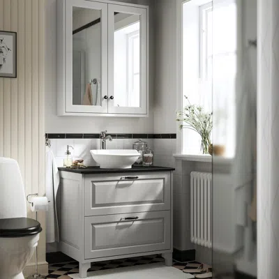 Ikea Tännforsen / Västersjön Bathroom Vanity With Sink & Faucet, Light Gray, 31x21 1/2x35 7/8 "