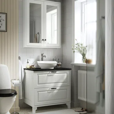 Ikea Tännforsen / Västersjön Bathroom Vanity With Sink & Faucet, White, 31x21 1/2x35 7/8 "