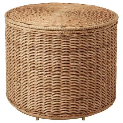 Ikea Tolkning Ottoman With Storage, Handmade Rattan, Diameter: 19 5/8 "