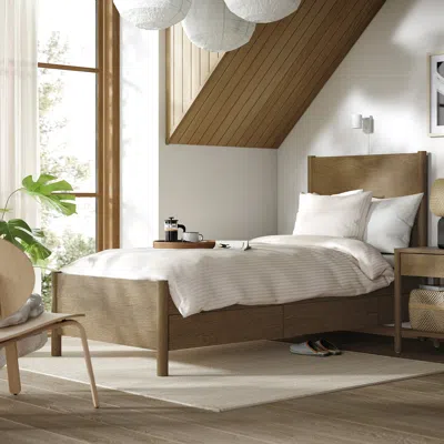 Ikea Tonstad Bed Frame With Storage, Brown Stained Oak Veneer, Twin