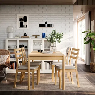 Ikea Tonstad Chair, Oak Effect/fridtuna Light Beige, Depth: 18 7/8 "