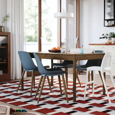 Ikea Tonstad / Grönsta Table And 4 Chairs, Brown Oak Veneer/gray-turquoise, 55 1/8/77 1/8x33 1/2 "