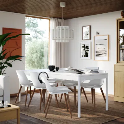 Ikea Tonstad / Grönsta Table And 6 Chairs, Off-white/white, 78 3/4x33 1/2 "
