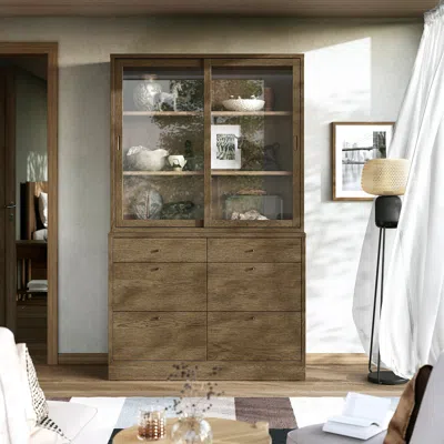 Ikea Tonstad Storage Combination With Drawers, Brown Stained Oak Veneer/glass, 47 1/2x18 1/2x82 5/8 "