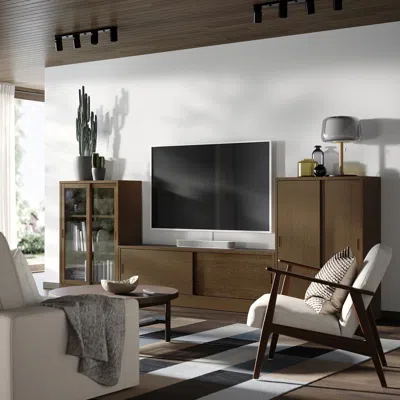 Ikea Tonstad Tv Storage Combo With Sliding Doors, Brown Stained Oak Veneer/clear Glass, 134 5/8x14 5/8x47