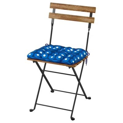 Ikea Tärnö Chair, Outdoor, Foldable Black/light Brown Stained/klösan Dark Blue, 14 1/8x12 5/8 "