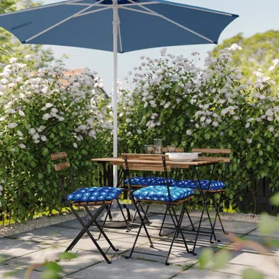 Ikea Tärnö Table And 4 Chairs, Outdoor, Tärnö Foldable Black/light Brown Stained/foldable Klösan Dark Blu