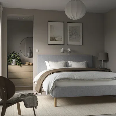 Ikea Tärnkullen Cover For Bed Frame, Tibbleby Beige/gray, King