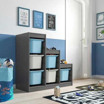 Ikea Trofast Storage Combination With Boxes, Gray Light Blue/gray, 39x17 3/8x37 "