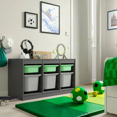 Ikea Trofast Storage Combination With Boxes, Gray Light Green/gray, 39x17 3/8x22 "