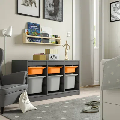 Ikea Trofast Storage Combination With Boxes, Gray Light Orange/gray, 39x17 3/8x22 "