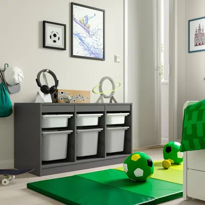 Ikea Trofast Storage Combination With Boxes, Gray White/gray, 39x17 3/8x22 "