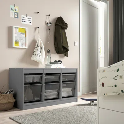 Ikea Trofast Storage Combination With Boxes, Gray/dark Gray, 39x17 3/8x22 "