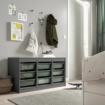 Ikea Trofast Storage Combination With Boxes, Gray/light Green-gray, 39x17 3/8x22 "