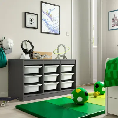 Ikea Trofast Storage Combination With Boxes, Gray/white, 39x17 3/8x22 "