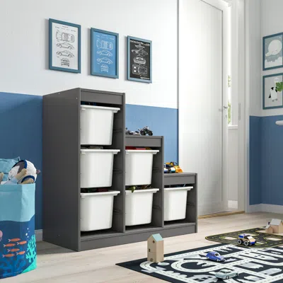 Ikea Trofast Storage Combination With Boxes, Gray/white, 39x17 3/8x37 "