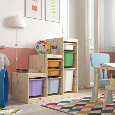 Ikea Trofast Storage Combination With Boxes, Light White Stained Pine/multicolor, 39x17 3/8x35 7/8 "