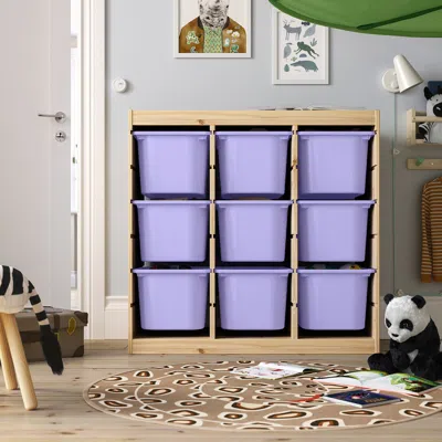 Ikea Trofast Storage Combination With Boxes, Room Divider/light White Stained Pine Lilac, 36 5/8x17 3/8x3