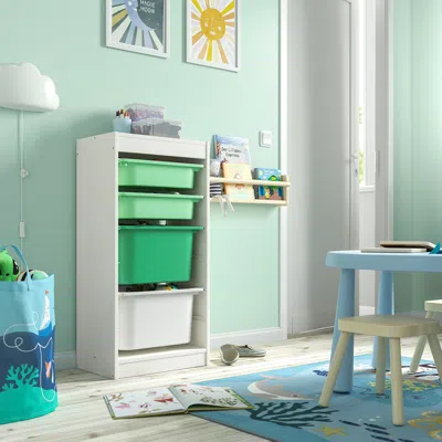 Ikea Trofast Storage Combination With Boxes, White Light Green/bright Green White, 18 1/8x11 3/4x37 "