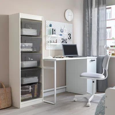 Ikea Trofast Storage Combination With Boxes, White/dark Gray, 18 1/8x11 3/4x57 1/8 "