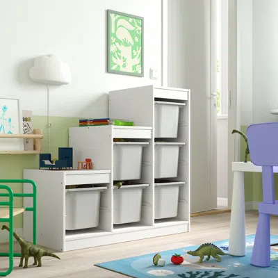 Ikea Trofast Storage Combination With Boxes, White/gray, 39x17 3/8x37 "