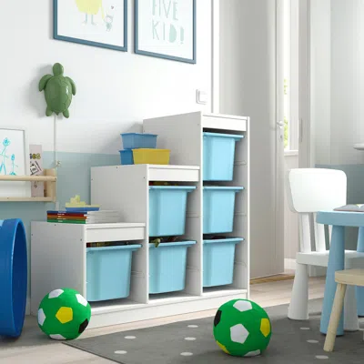 Ikea Trofast Storage Combination With Boxes, White/light Blue, 39x17 3/8x37 "