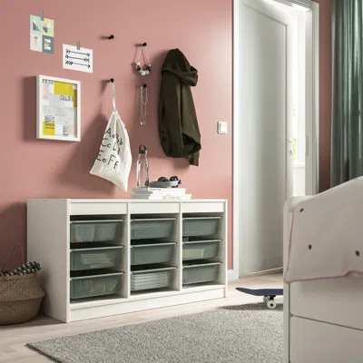 Ikea Trofast Storage Combination With Boxes, White/light Green-gray, 39x17 3/8x22 "
