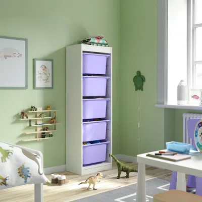 Ikea Trofast Storage Combination With Boxes, White/lilac, 18 1/8x11 3/4x57 1/8 "