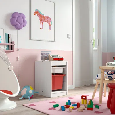 Ikea Trofast Storage Combination With Boxes, White/red, 13 3/8x17 3/8x22 "