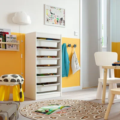 Ikea Trofast Storage Combination With Boxes, White/white, 18 1/8x11 3/4x37 "