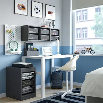 Ikea Trofast Storage Combination With Boxes/trays, Gray White/dark Gray, 13 3/8x17 3/8x22 "