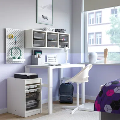 Ikea Trofast Storage Combination With Boxes/trays, White White/dark Gray, 13 3/8x17 3/8x22 "