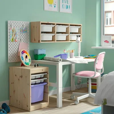 Ikea Trofast Storage Combination With Box/trays, Light White Stained Pine White/lilac, 12 5/8x17 3/8x20 1