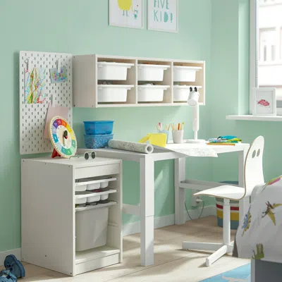 Ikea Trofast Storage Combination With Box/trays, White White/gray, 13 3/8x17 3/8x22 "