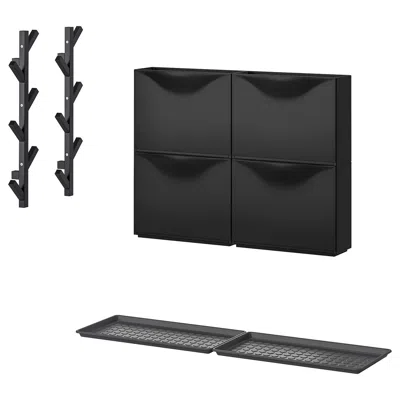 Ikea Trones / Baggmuck Hallway Furniture, Set Of 6, Black/gray