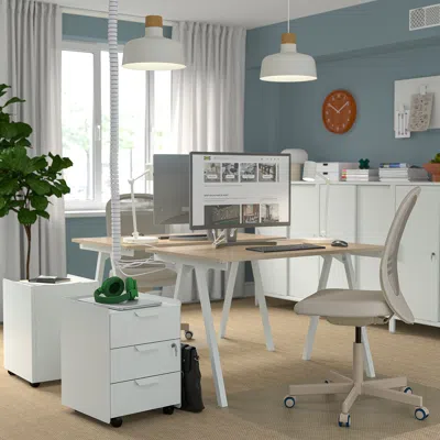 Ikea Trotten Desk, Ash Effect/white, 63x31 1/2 " In Brown