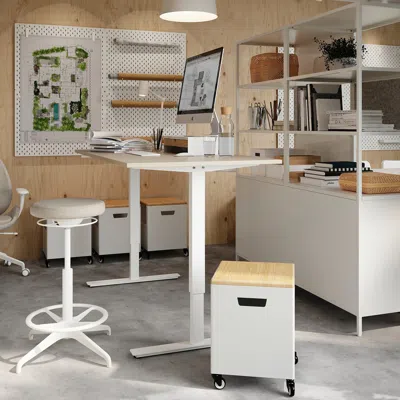 Ikea Trotten Desk Sit/stand, Beige/white, 47 1/4x27 1/2 "