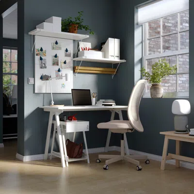 Ikea Trotten / Flintan Desk And Storage Combination, And Swivel Chair White/beige