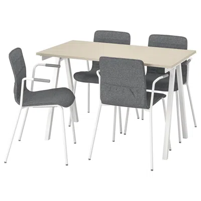 Ikea Trotten / Läktare Conference Table And Chairs, Beige White/medium Gray, 47 1/4x27 1/2 "