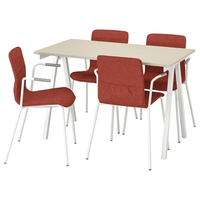 Ikea Trotten / Läktare Conference Table And Chairs, Beige White/red, 47 1/4x27 1/2 "