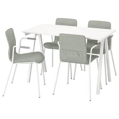 Ikea Trotten / Läktare Conference Table And Chairs, White/light Green, 47 1/4x27 1/2 "