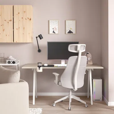 Ikea Trotten / Matchspel Desk And Chair, Beige/white Light Gray