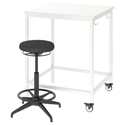 Ikea Trotten/lidkullen Table And Sit/stand Support, White/dark Gray