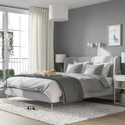 Ikea Tufjord Upholstered Bed Frame, Tallmyra White/black, Full