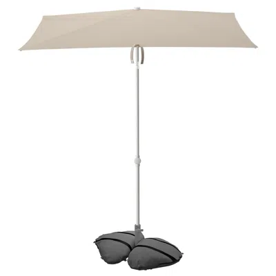 Ikea Tvetö / Iggön Umbrella With Base, Tilting Gray-beige/white Dark Gray, 70 7/8x57 1/8 " In Burgundy