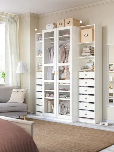 Ikea Tyssedal Door With Hinges, White/glass, 19 1/2x90 3/8 "