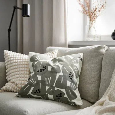 Ikea Underblomma Cushion Cover, White/light Gray-green, 20x20 "