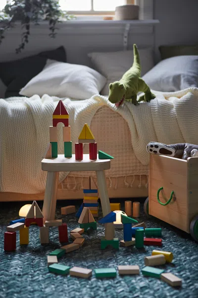 Ikea Underhålla 40-piece Wooden Building Block Set, Multicolor In Neutral